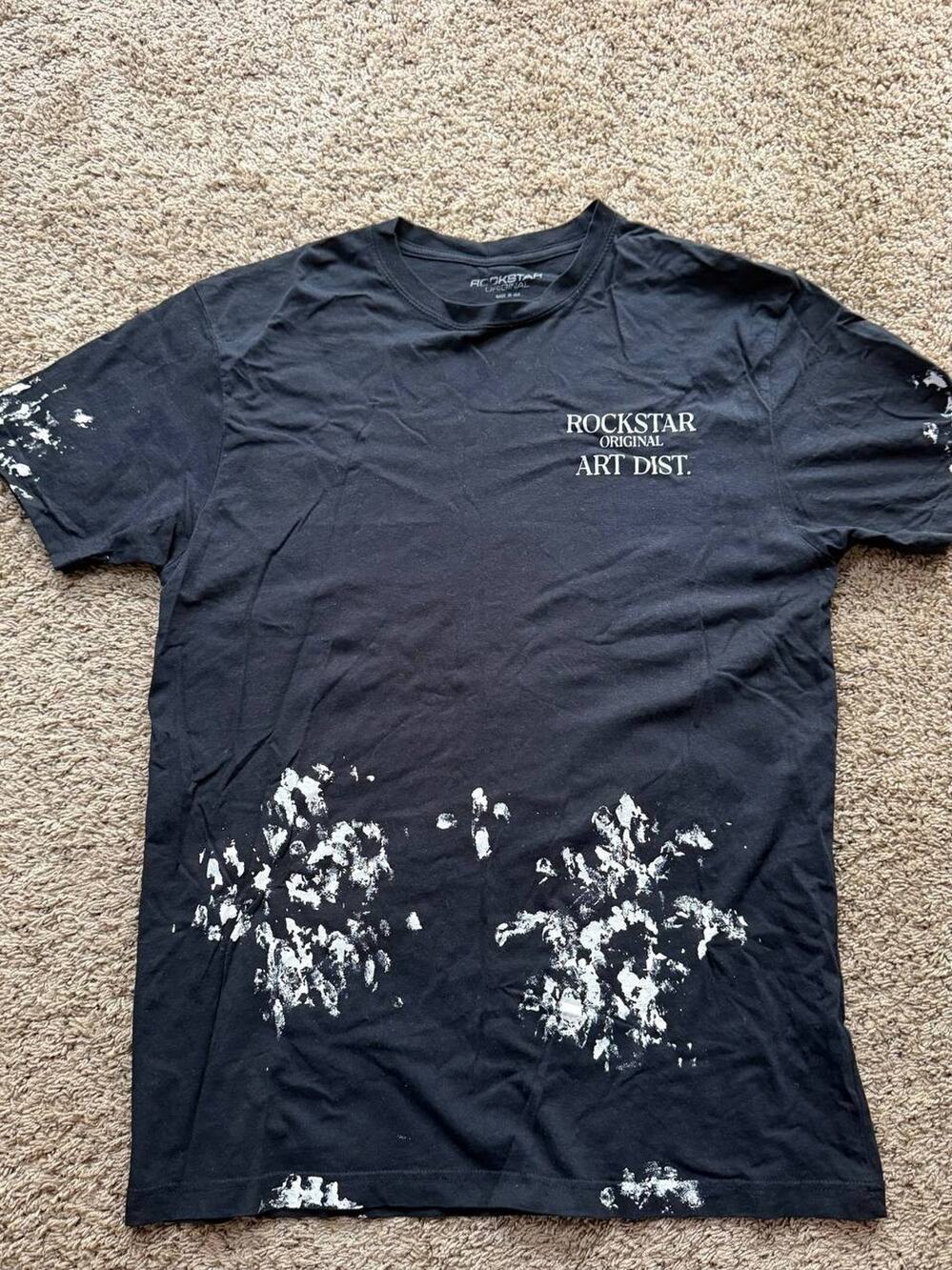 Rockstar Original Art District Tee Black Paint Splatter Streetwear Rap XL size